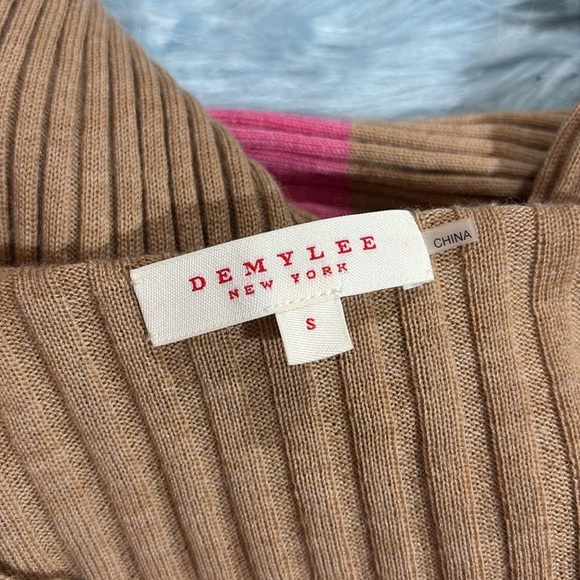 Demylee New York Wool Ribbed Camel Colorblock Tunic Sweater - Picture 2 of 9